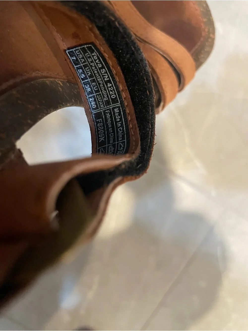 Teva Ysidro Wedge Sandals Women's 7 Brown Leather Strappy Cork Heel Adjustable